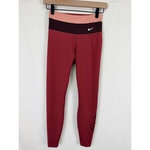 Nike Power 7/8 Colorblock Training Leggings Cedar Red Pink Quartz Size XS BV5737